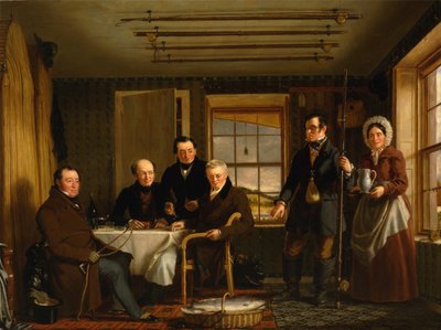 Bir İskoç Balıkçı Köşkünde Bir Somon Avı Tartışması by William Shiels